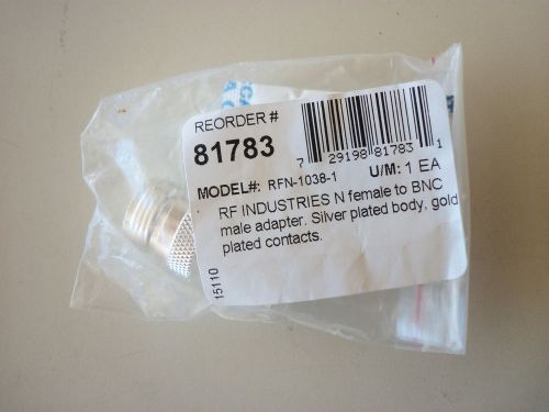 RF INDUSTRIES RFN-1038-1 type N FEMALE TO BNC MALE STRAIGHT ADAPTER  S G T NEW!