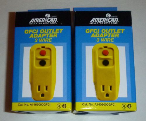 TWO GFCI OUTLET 3 WIRE ADAPTERS 15 AMPS 125 V AMERICAN INSULATED WIRE CORP