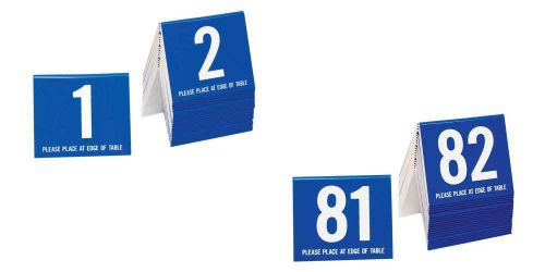 Plastic Table Numbers 1-100 Tent Style, Blue w/white number, Free shipping