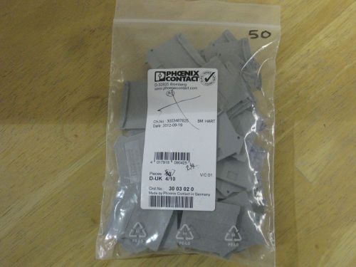 Phoenix contact terminal block end barrier plate cover d-uk 4/10 3003020 new for sale