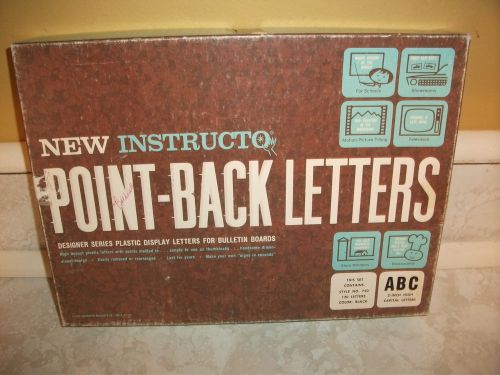 Vintage 1963 Instructo 2&#034; Black Point Back Capital Letters Bulletin Sign Banner