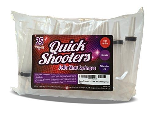 Quick Shooters 25 Pack Jello Shots Syringes with Free 100 Recipe Ebook