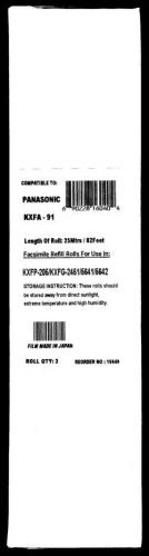 2 KX-FA91 Fax Refills for Panasonic KX-FG2451 KX-FG5641