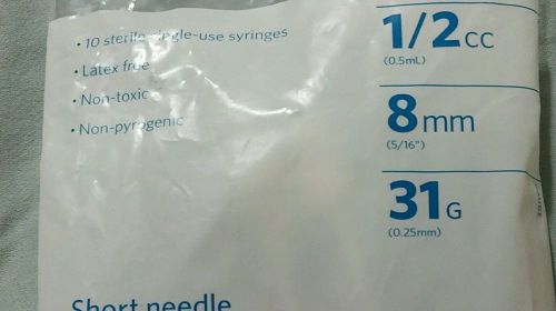 10 Pack - 8ml / 1/2 cc  Syringe 31G