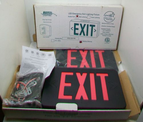 Lot/2 New Hardi Lighting Exit Sign Double Face Red Lettering Battery Backup