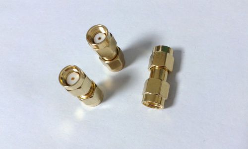 50pcs Gold plated RP-SMA plug to RP SMA male (female pin) straight adapter