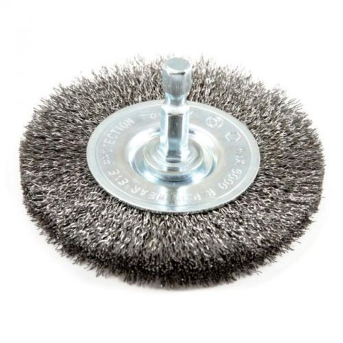 3&#034;x.008&#034; fine crimped wire wheel brush with 1/4&#034; hex shank forney 72736 for sale