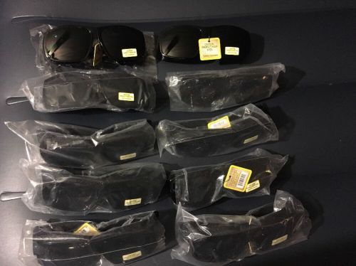 Lot of 10 black safety glasses protective glasses dark lense uv protection for sale