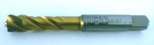 EMUGE Metric Tap M10x0.75 SPIRAL FLUTE HSSCO5% M35 HSSE TiN Coated