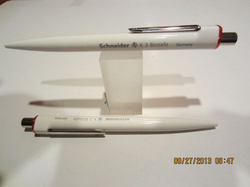 2 schneider k3 biodegradable ballpoint pen- white/red- medium refill red for sale