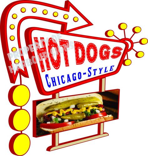 14&#034; DECAL Hot Dogs Chicago Style Concession Food Truck Vinyl Sticker Sign