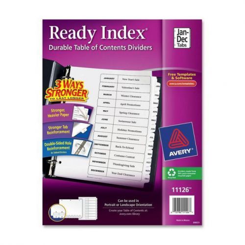 Avery(r) Classic Ready Index(r) Table Of Contents Dividers, Jan.-dec.