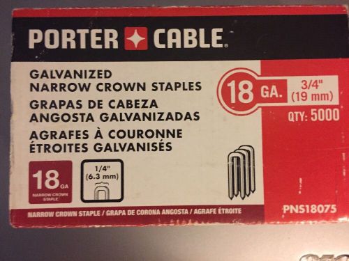NEW Porter Cable 3/4&#034; leg x 1/4&#034; narrow crown 18ga GALV.  FINISH STAPLES 5,000