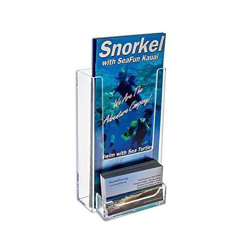 Source One Tall Boy 4-Inch Wide Wall Mount Brochure Holder with Business Card