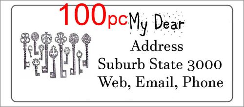 100 Personalised return address label custom sticky mailing sticker 56x25mm keys