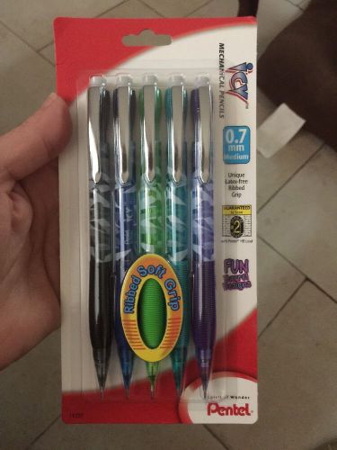 Pentel Icy Razzle-Dazzle Automatic Pencil, 0.7 mm, Assorted Barrels 5 Pack 13257