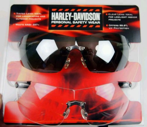 Harley Davidson Safety Glasses Clear&amp;Grey ANSI Z87+UV Protection Work Sunglasses