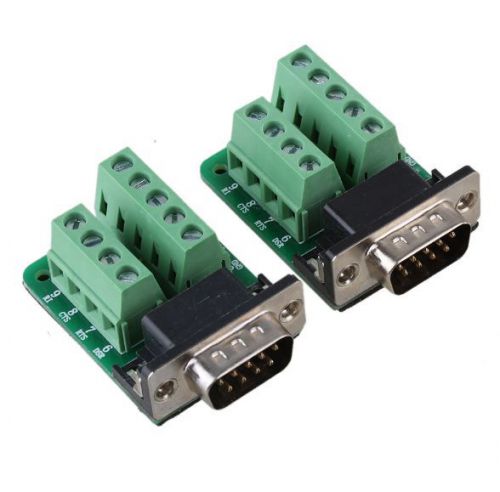 2 x DB9-G2 Male Signal Module Terminal Breakout PCB Board 2 Row Riveting