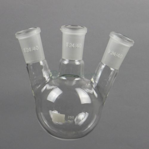 250mL , 24/40 Joint, Round Bottom Flask, 3-neck, Three Neck Lab Glassware