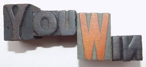 Letterpress Letter Wood Type Printers 6 Block &#034;You Win&#034;.ob-440