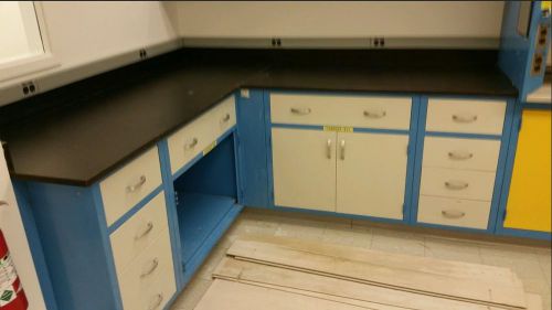 80&#039; of Blue Standing Height Laboratory Casework, Periferals and Islands