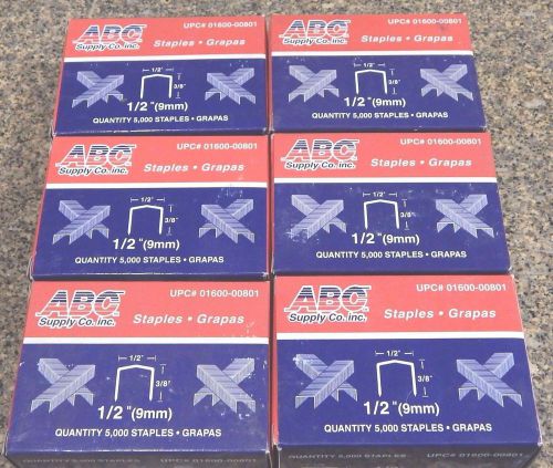 6 Boxes ABC Supply 3/8&#034; 9mm Staples for Bostitch Tacker H30-8 (5000 per box)