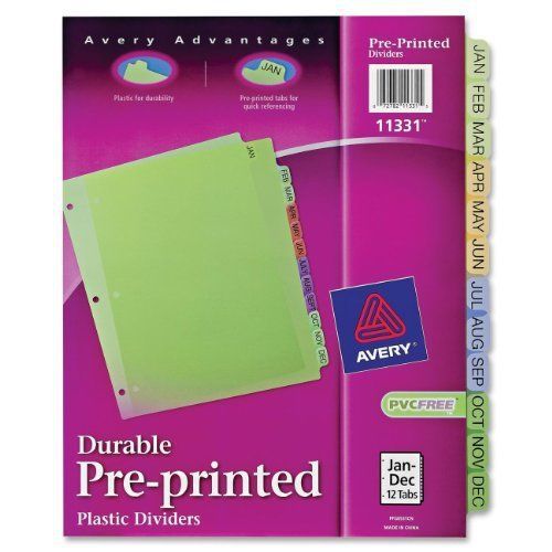 Avery Plastic Preprinted Tab Dividers, 8.5 x 11 Inch, Jan-Dec Tab, Multi-Color