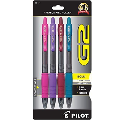 Pilot G2 Retractable Premium Gel Ink Roller Ball Pens, Bold Point, Assorted New
