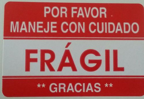 Por Favor Maneje Con Cuidado Fragil Gracias - 2&#034; x 3&#034; 20 labels fragile thanks