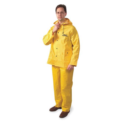 Condor 1fbb5, 3 piece rainsuit w/hood, yellow, pvc, 4xl free shipping *1ae* for sale