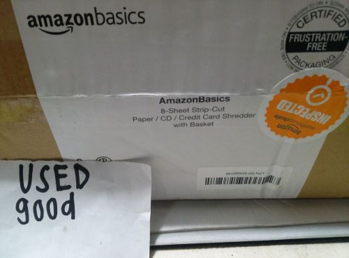 Amazon Basics 8 Sheet Strip Cut Paper/CD/Credit Card Shredder With Basket