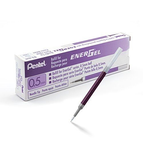 Pentel refill ink for energel gel pen, 0.5mm needle tip, violet ink, box of 12 for sale