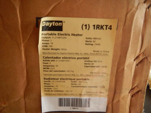 DAYTON 1RKT4   PORTABLE  ELECTRIC HEATER