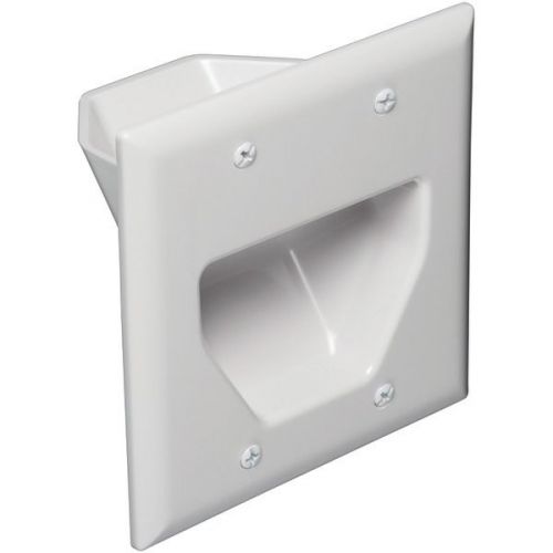 Datacomm Electronics 45-0002-WH Dual-Gang Recessed Cable Plate - White