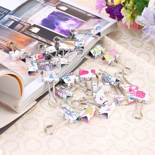 24pcs/set colorful cute printing style metal binder clips / paper clips / clamps for sale
