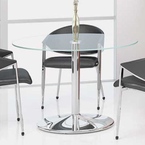 ROUND GLASS CONFERENCE TABLE Designer Modern Office with Optional Meeting Chairs