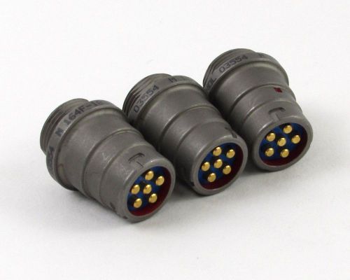 Lot of (3) Amphenol 164F-1836B-140 Mil-Spec Connector 6 Pos Gold Button Contacts
