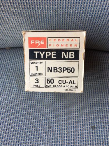 Federal Pacific NB3P50 Circuit Breaker New In Box
