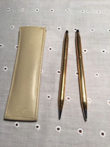 Cross Classic 1/20 10 karat gold filled ball point and pencil set Inscribed Case