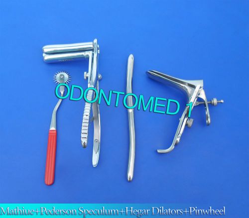 Mathieu Speculum +Hegar Dilator+ Red Pinwheel &amp;Pederson Speculum Large