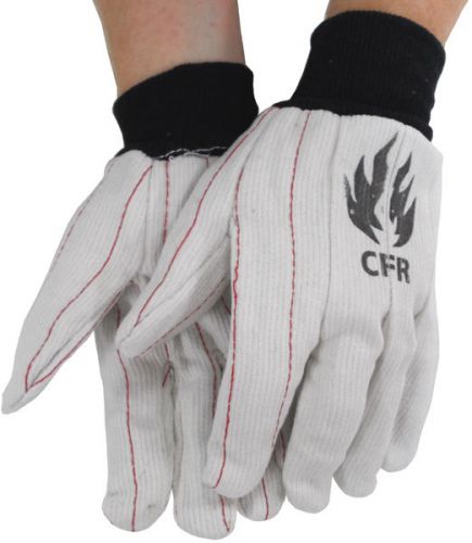 18 oz FR Treated 100% Cotton Corded WHITE Oil Field Glove (Dozen Pairs)