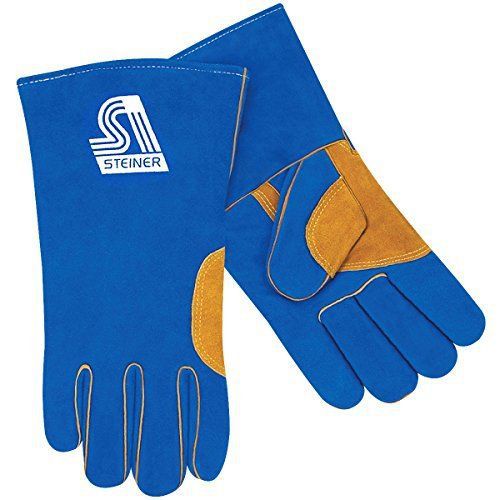 Steiner 025NT Welding Gloves,  Blue Natural Thumb Premium Split Cowhide Triple