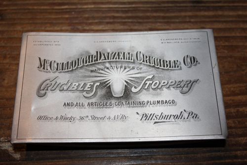 Vintage Unusual Printer Stamp McCullough Dalzell Crucible Pittsburgh Penn PA