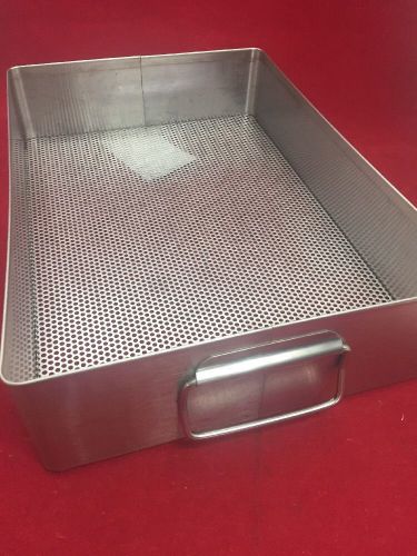 X MEDIN Stainless Instrument Tray w/Handles &amp; Perforated Bottom 15&#034;x10.5&#034;x3.5&#034;