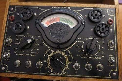 Vintage Supreme Vacuum Tube Tester Model 35 in Oak Case Great Condition USA Made