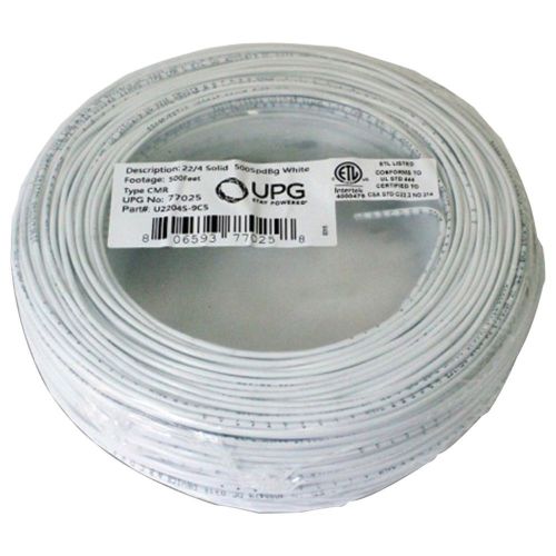 Upg 77025 22-gauge, 4-conductor alarm white cable, 500ft coil pack (solid) for sale