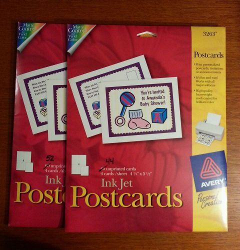 Avery Ink Jet Postcards, 44/60 and 52/60, 2 incomplete packages, great deal!