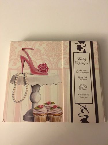 Weekly Organizer, Sticky Notes, Memo Pad.