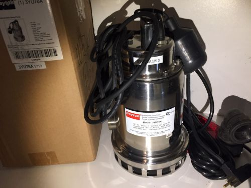 NEW DAYTON STAINLESS STEEL SUMP PUMP 3YU76A 3/4 HP 115V THERMALLY PROTECTED NEW