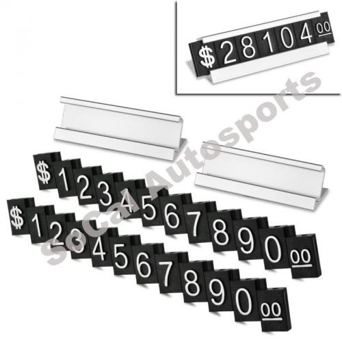 2X SILVER NUMBER BASE ADJUSTABLE PRICE DISPLAY COUNTER STAND TAG LABEL CUBE